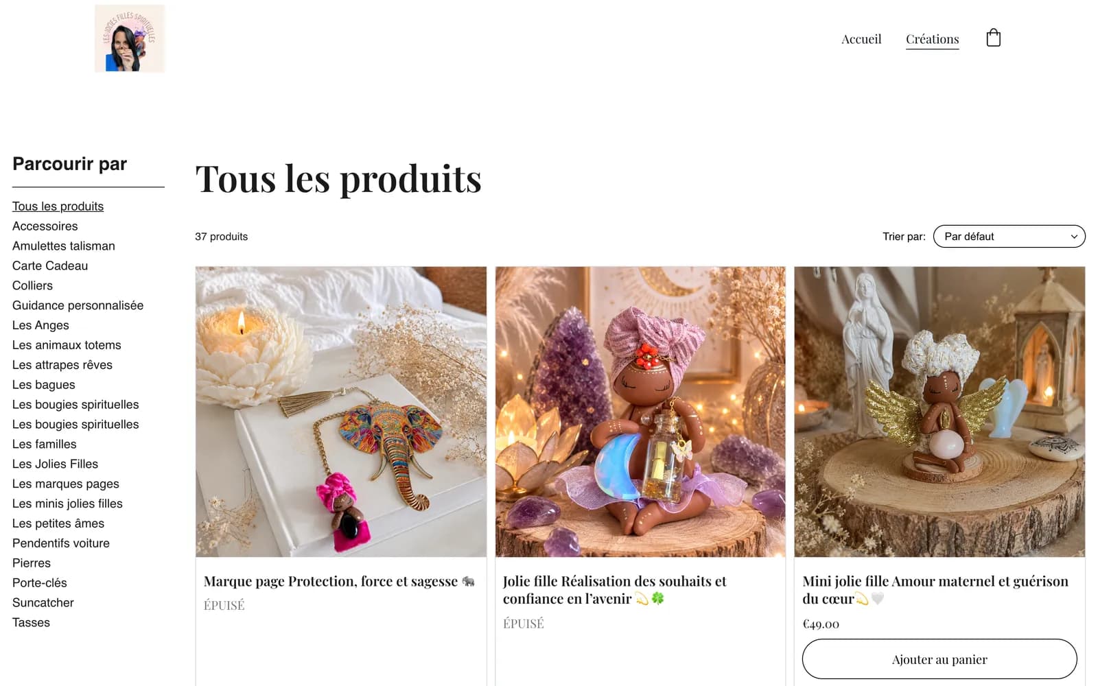 Capture du site Les Jolies Filles Spirituelles sur ordinateur